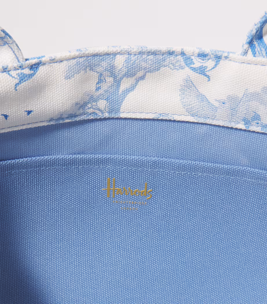 Harrods Blue Small Toile Print Tote Bag - Image 4