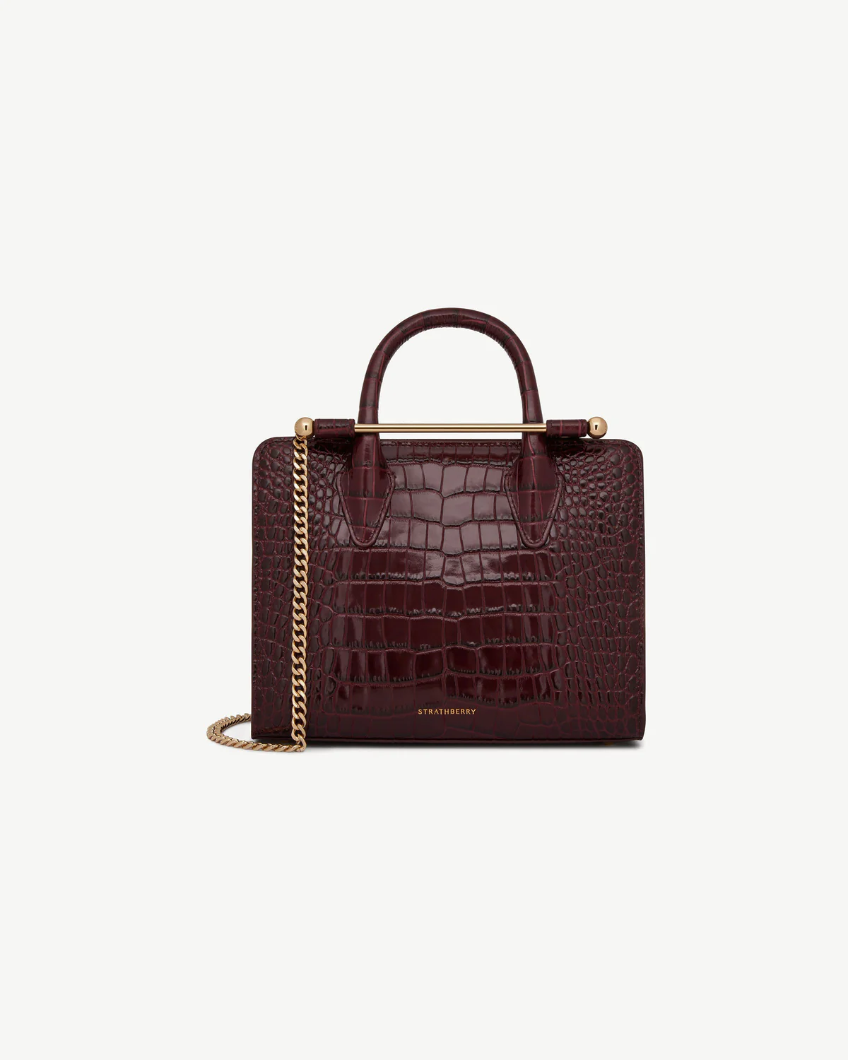 Strathberry Mini Tote Croc-Embossed Burgundy