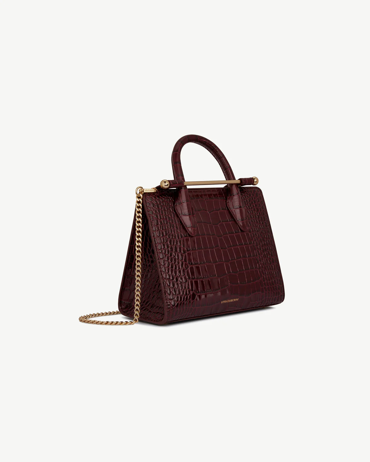 Strathberry Mini Tote Croc-Embossed Burgundy - Image 2
