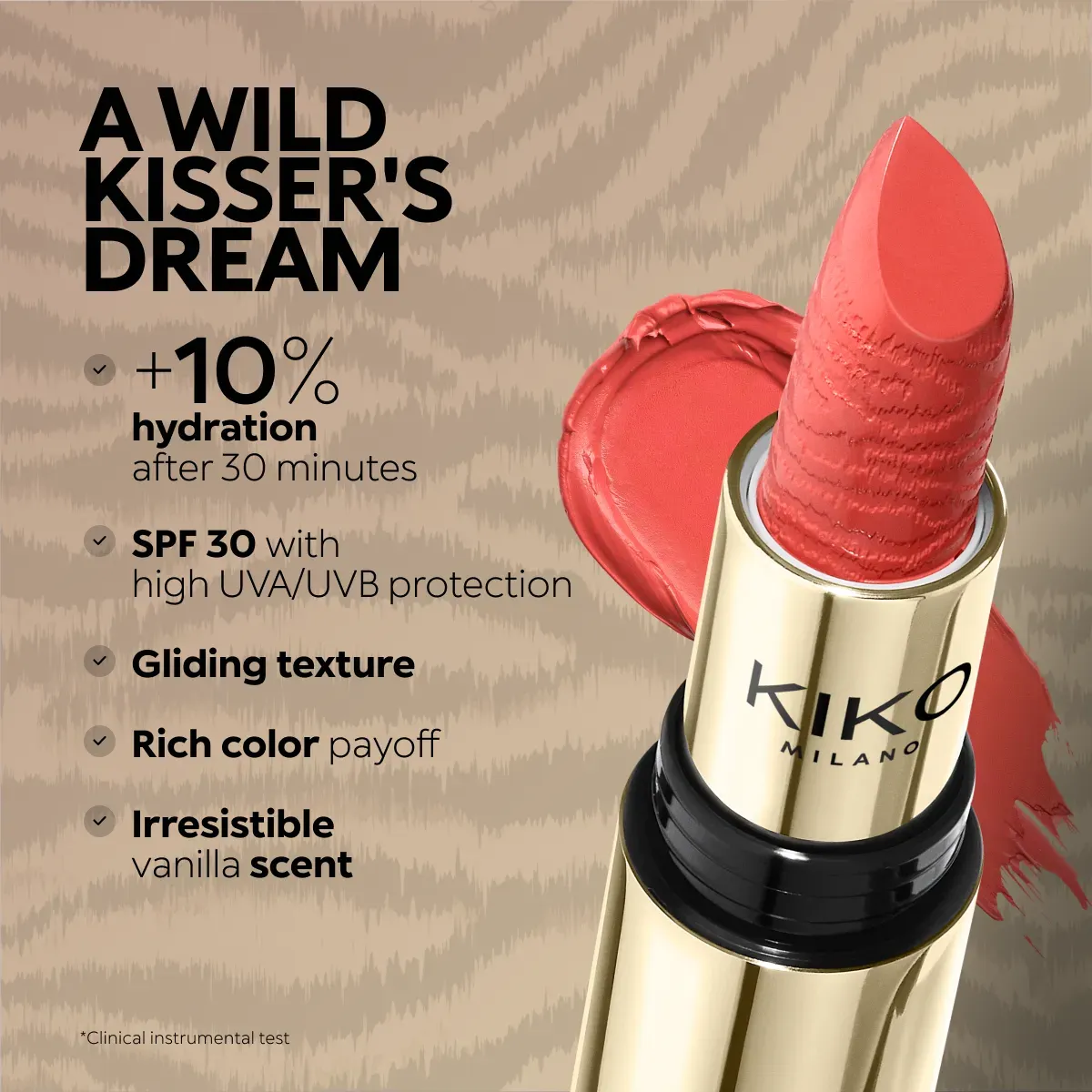 Just Cavalli x Kiko Milano Wild-Kisser Lipstick SPF30 01 Rebel Mauve - Image 7