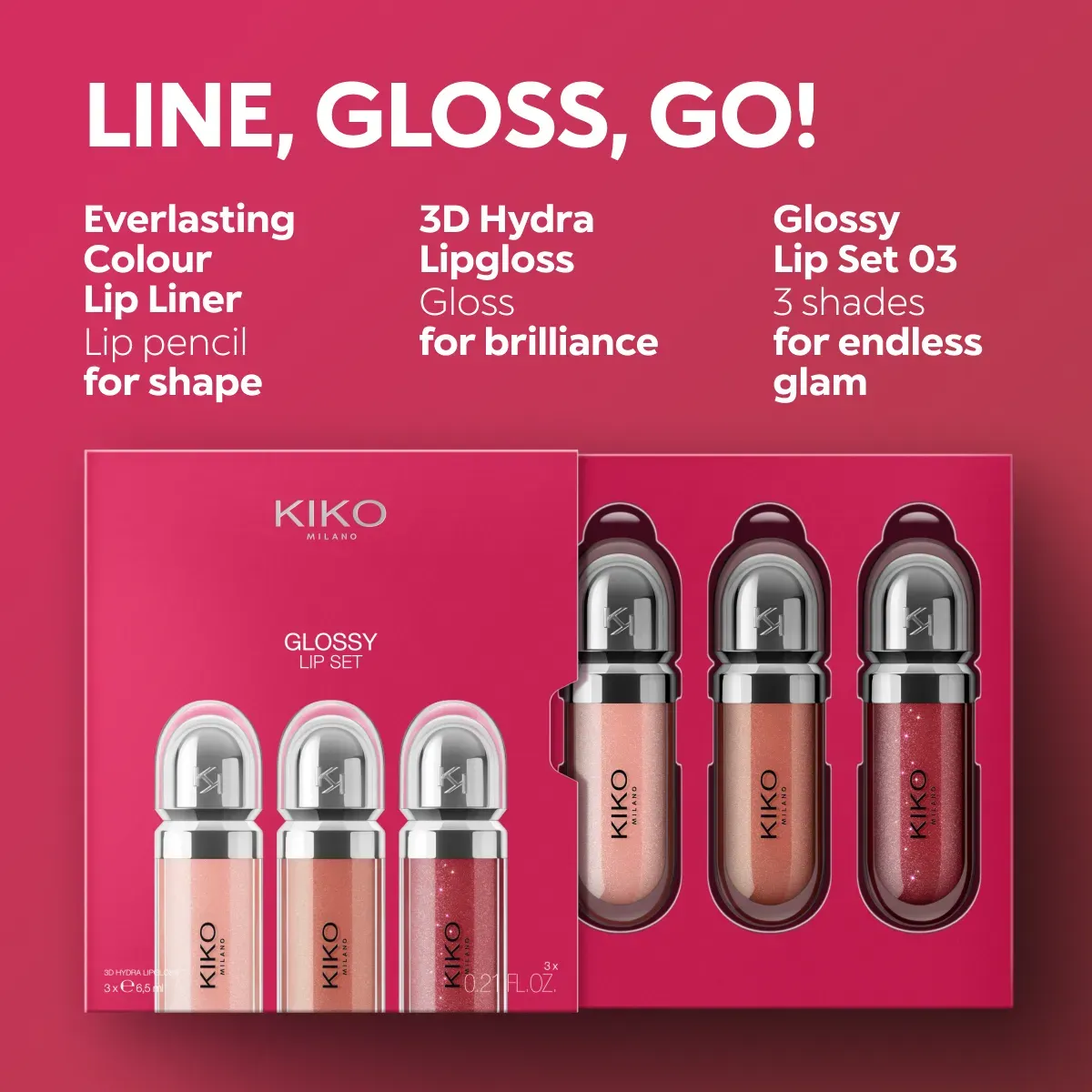KIKO Milano Glossy Lip Set 03 3 x 6.5ml - Image 7